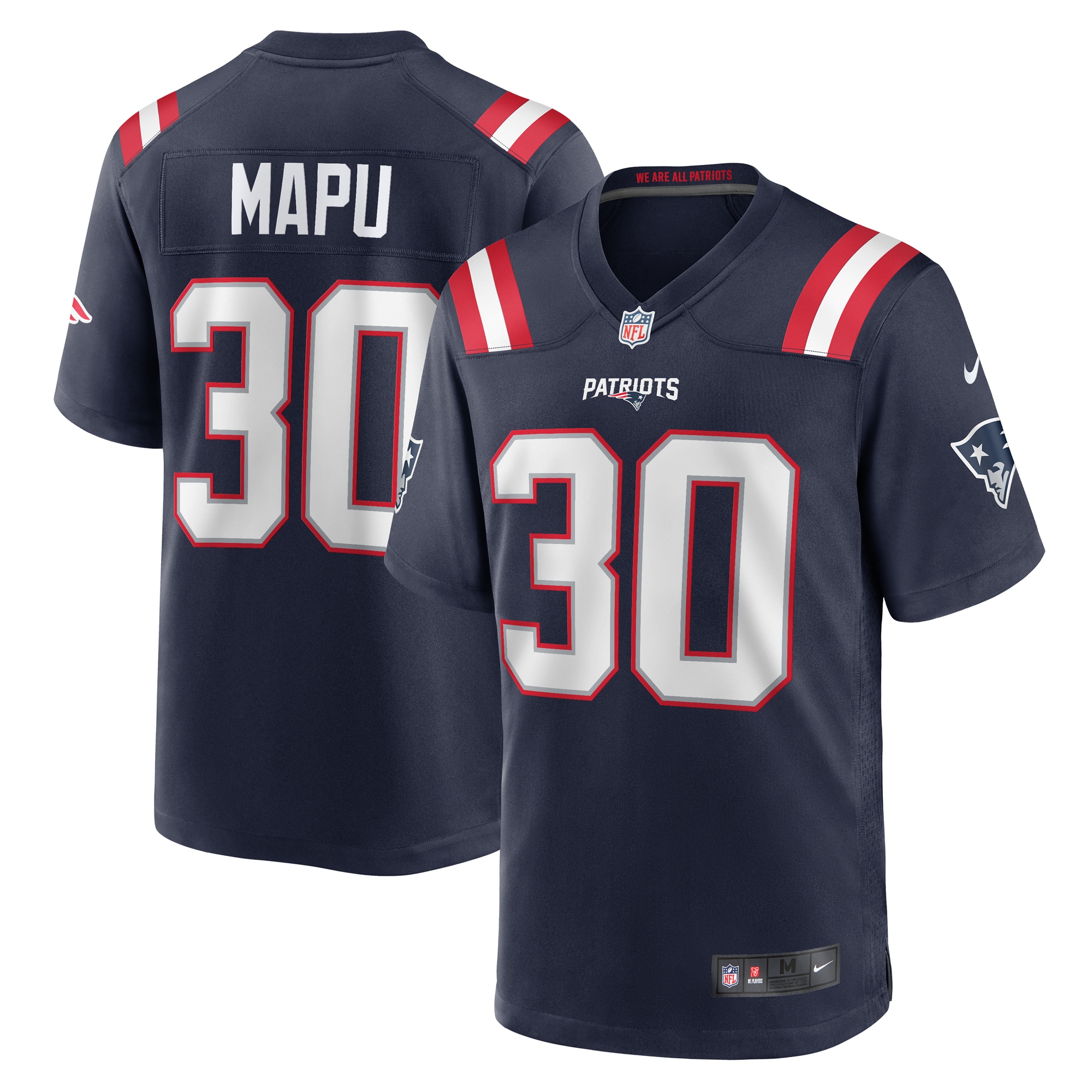 Men’s New England Patriots Marte Mapu  Navy Team Game Jersey