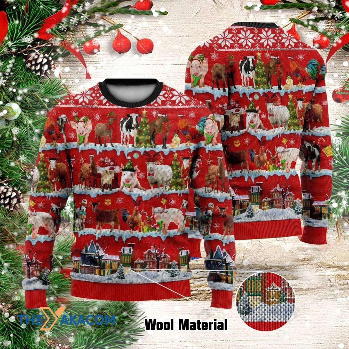 Animals In A Xmas Farm Gift For Christmas Ugly Christmas Sweater