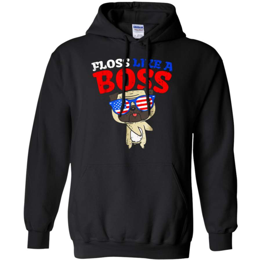 AGR Floss Like A Boss Dance Pug Flossing Dog 4th Of July Hoodie