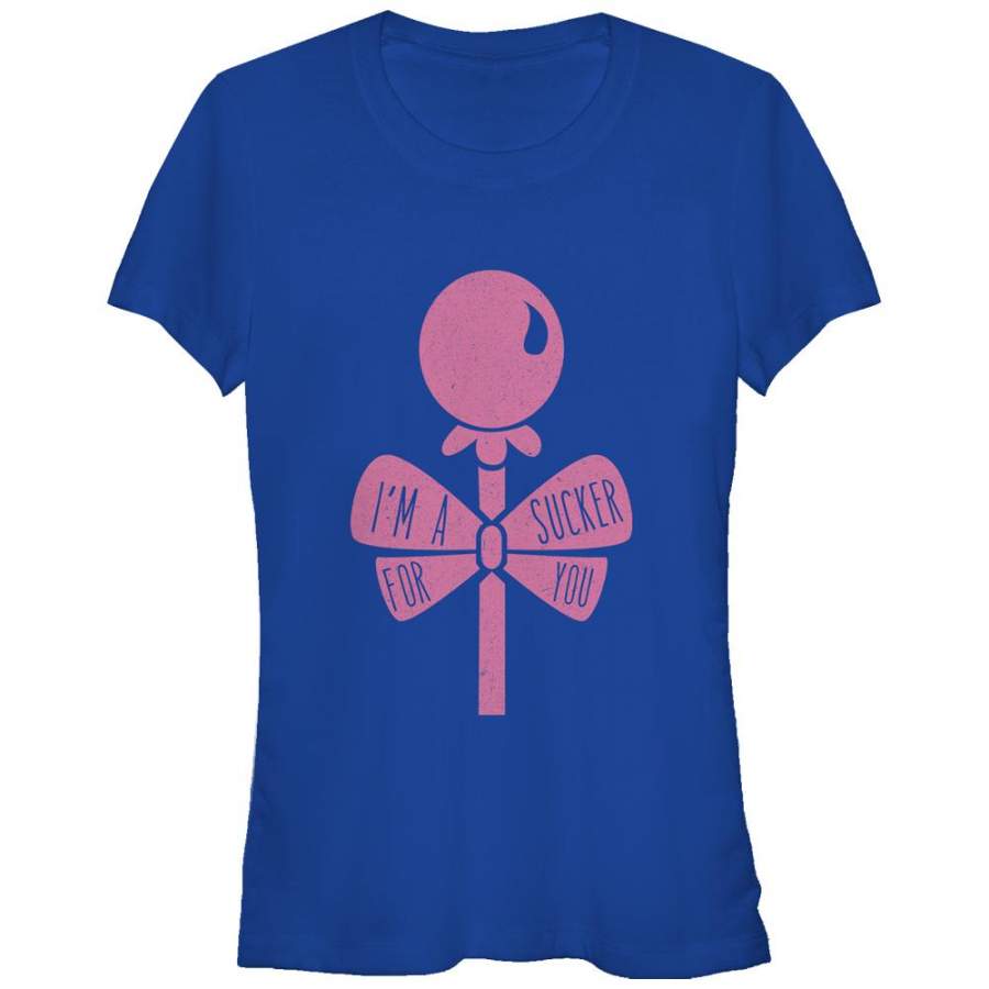 Lost Gods Junior’s Valentine Sucker for You  T Shirt Royal Blue