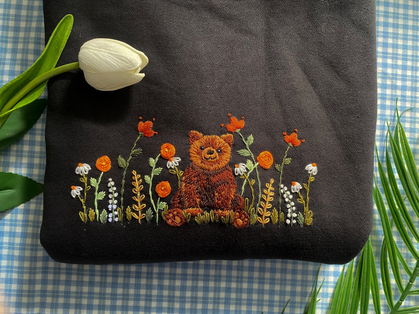 Bear Embroidered Sweatshirt 2D Crewneck Sweatshirt All Over Print Sweatshirt For Women Sweatshirt For Men Sws2848