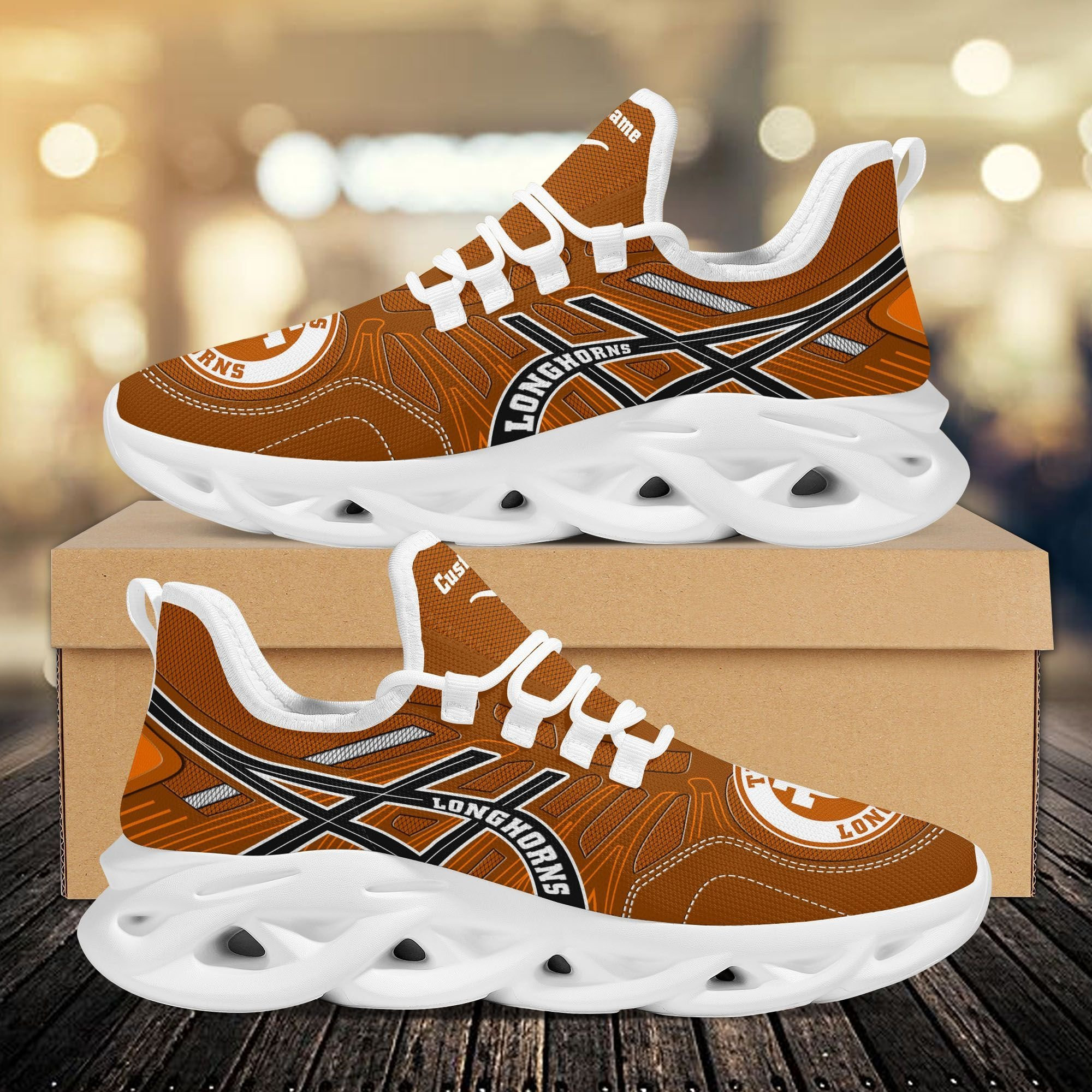 Texas Longhorns Custom Name Sport Max Soul Sneaker Shoes For Fans  University Of Texas At Austin