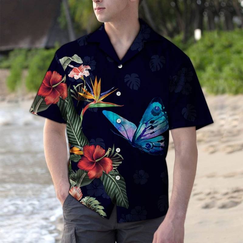 Tropical Flower Butterfly Hawaii Shirt Ha93243