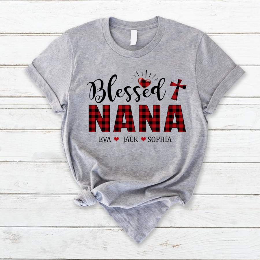 Personalized Blessed Grandma Red Buffalo Plaid Shirt