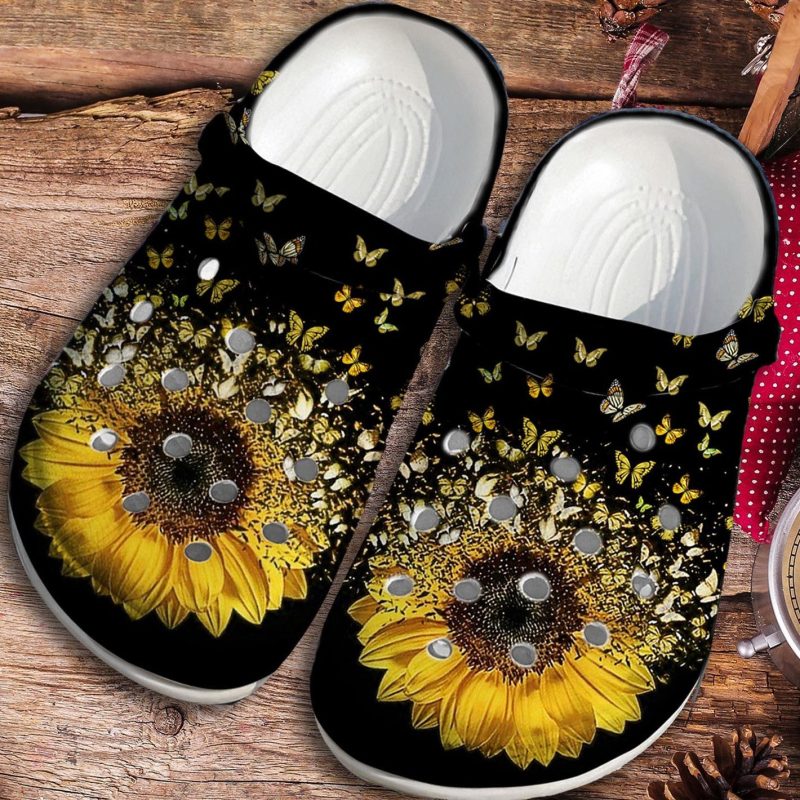 Sunflower Butterfly Custom Shoes Mothers Day Gifts – Sunflower Breast Cancer Awareness October Beach Shoes Gift For Women