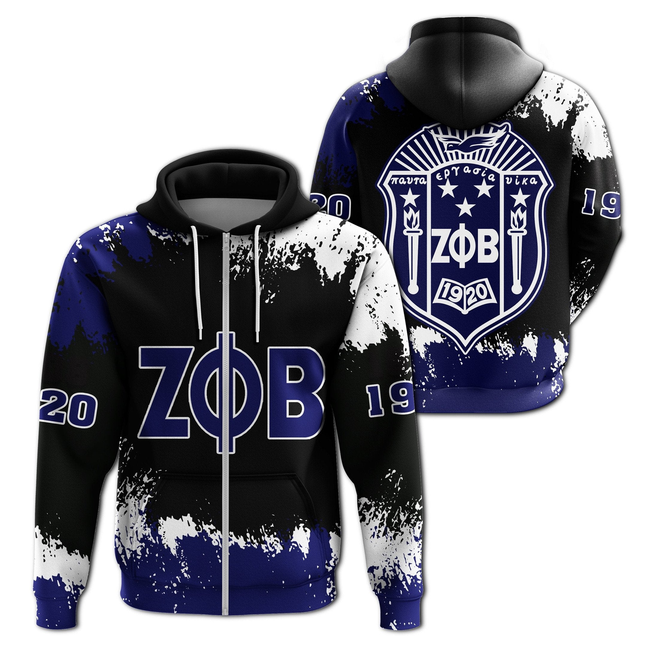 Sorority Hoodie – Zeta Phi Beta Zip Hoodie Face Style