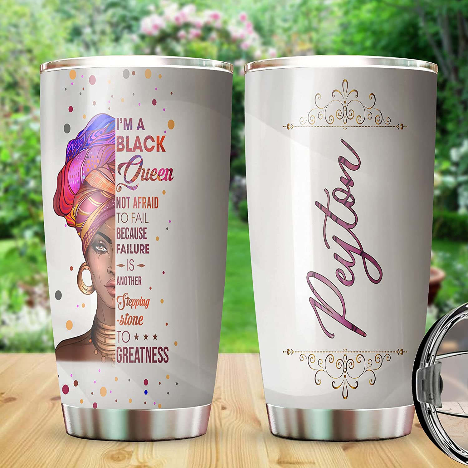 Black Women Tumbler, I’M A Black Queen Personalized Tumbler, Afro Girl Skinny Stainless Steel Tumbler, Gift For Black Girl, African American Women