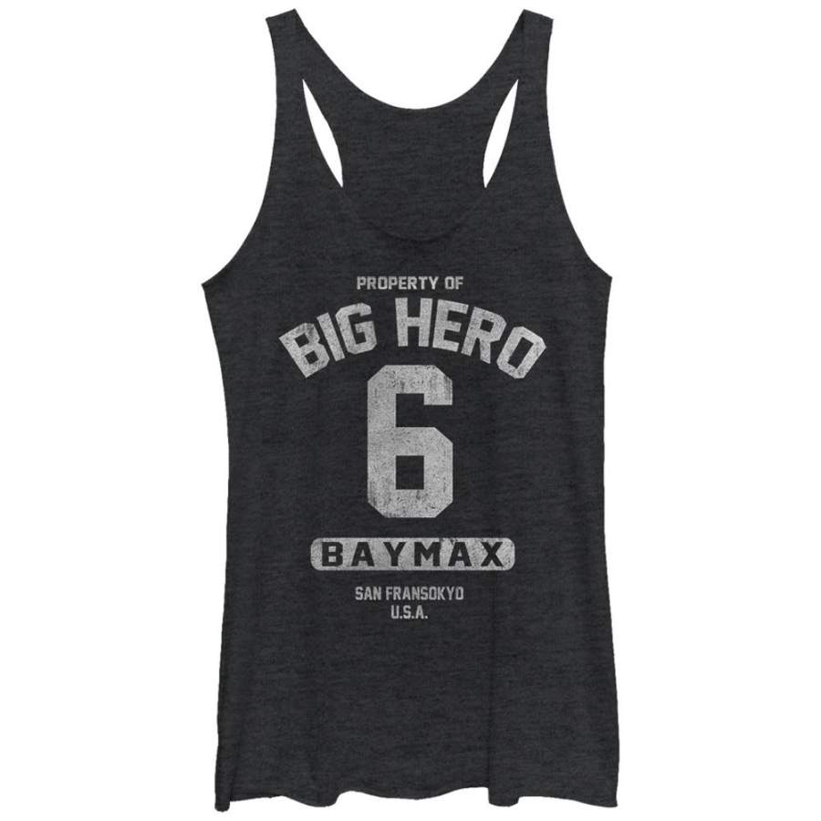 Big Hero 6 Women’s Property Baymax  Racerback Tank Black Heather S