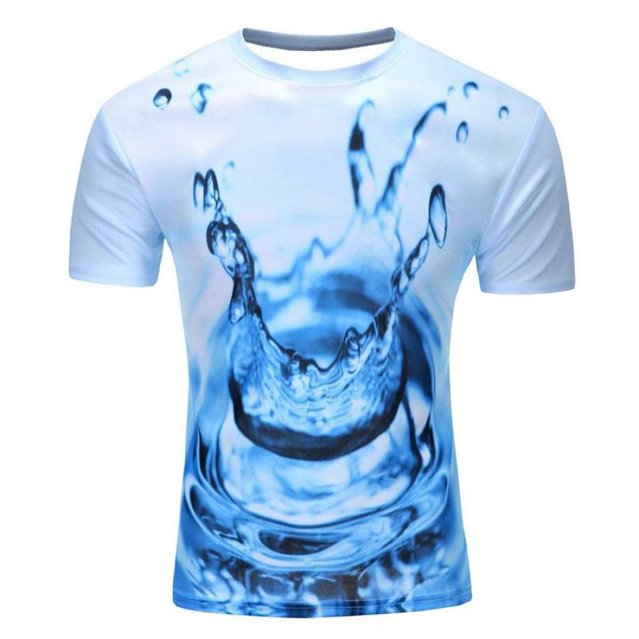 Men Fashion 3D Animal Creative T-Shirt, Lightning/smoke lion/lizard/water droplets 3d printed short sleeve T-Shirts