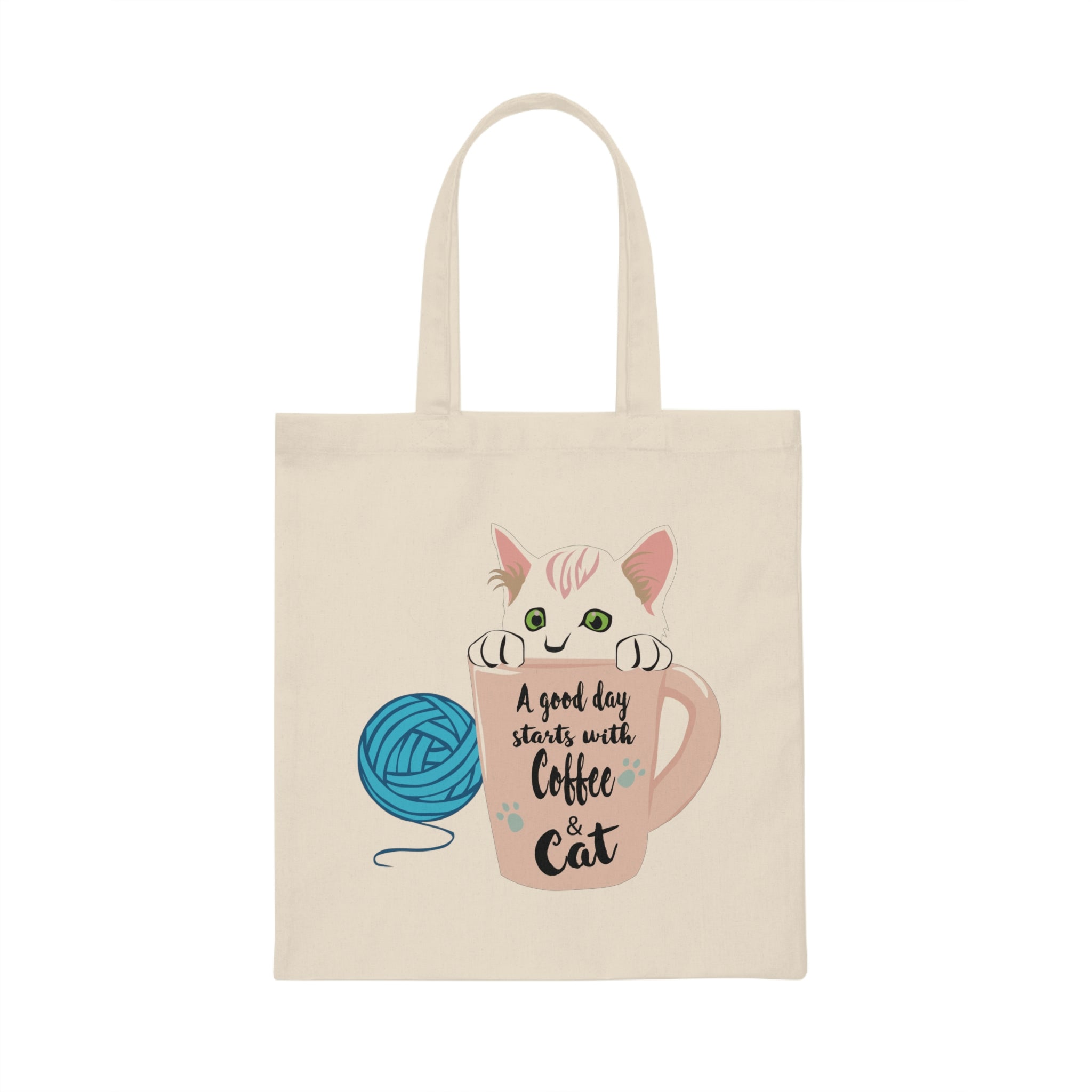 A Good Day Starts With Coffee & Cat Lovely Animal Lover Cute T Shirt Canvas Tote Bag