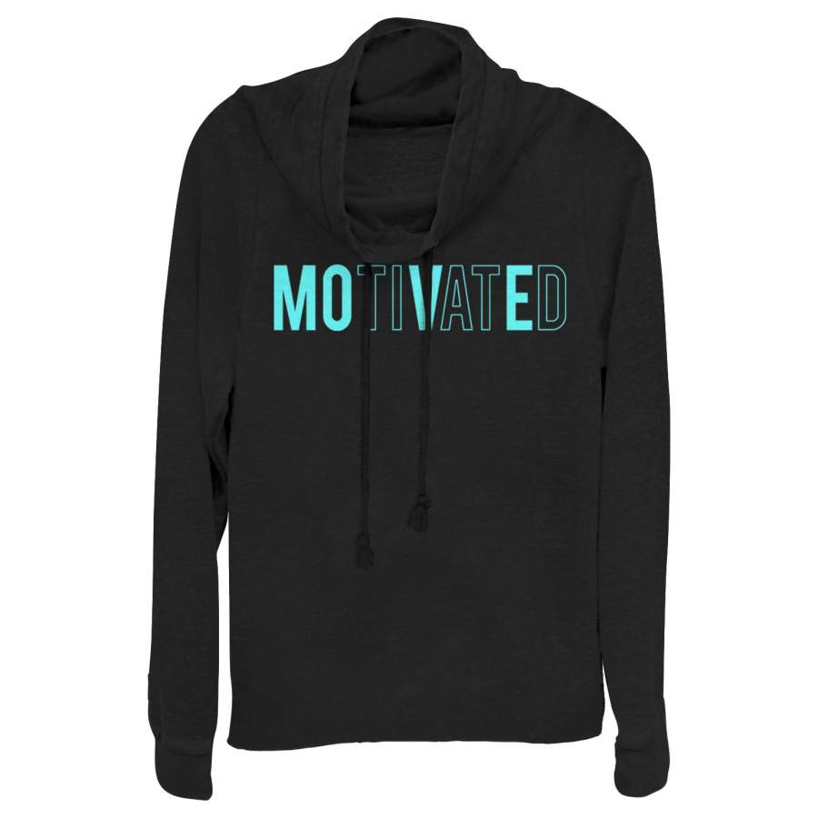 CHIN UP Junior’s Motivated Move Text Cowl Neck Sweatshirt