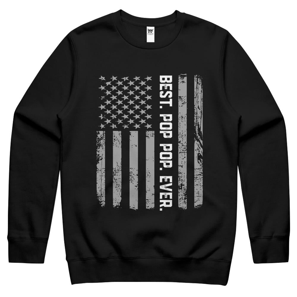 Best Pop Pop Ever Vintage American Flag For Dad Papa Crewneck Sweatshirt