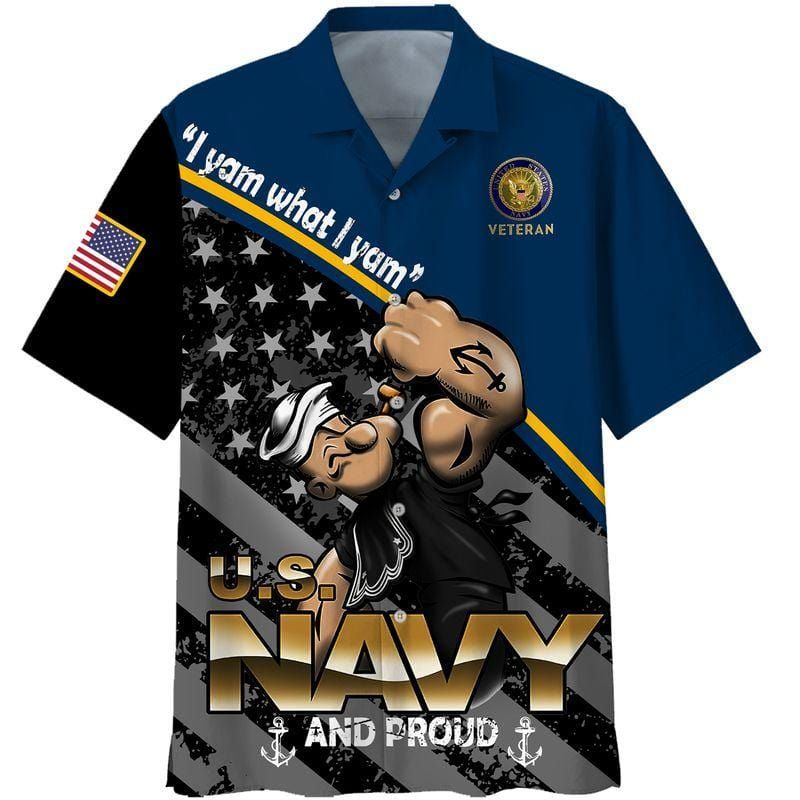 Us Navy Popeye  I Yam What I Yam Aloha Hawaiian Shirts