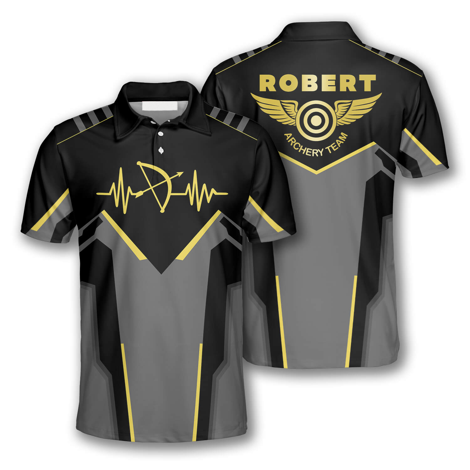 Archery Heart Pulse Line Custom Archery Shirts For Men, Gift For Team Archery, Archery Polo Shirt