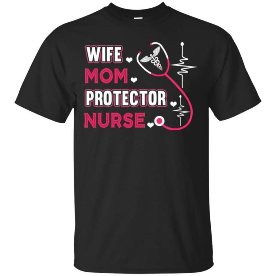 a perfect present tshirt Wife Mom Protector Nurse Heartbeat Stethoscope to happy mother’s day 2018 tees