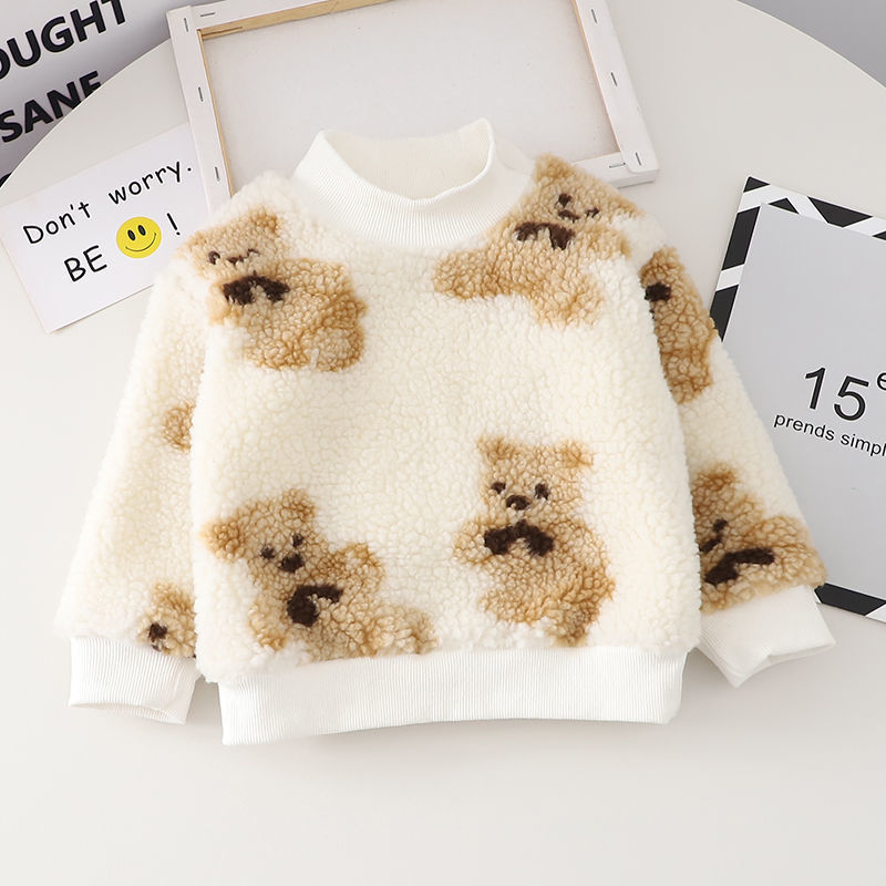 Winter Cartoon Anime Thickened Sweater Double-layer Cartoon Children’s Sweater Clothing Casual Warm Winter Baby Sweater alx