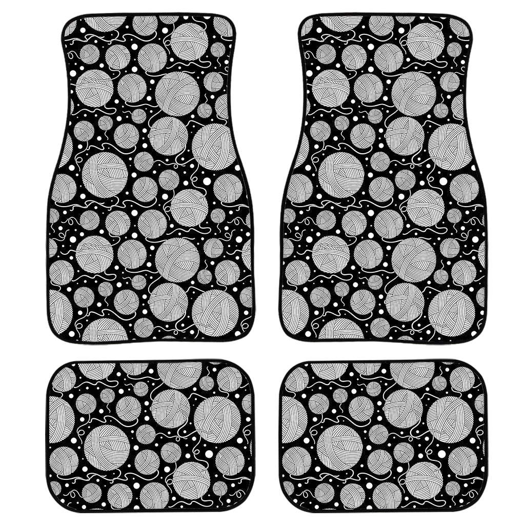 Black And White Yarn Pattern Print Front And Back Car Floor Mats, Front Car Mat