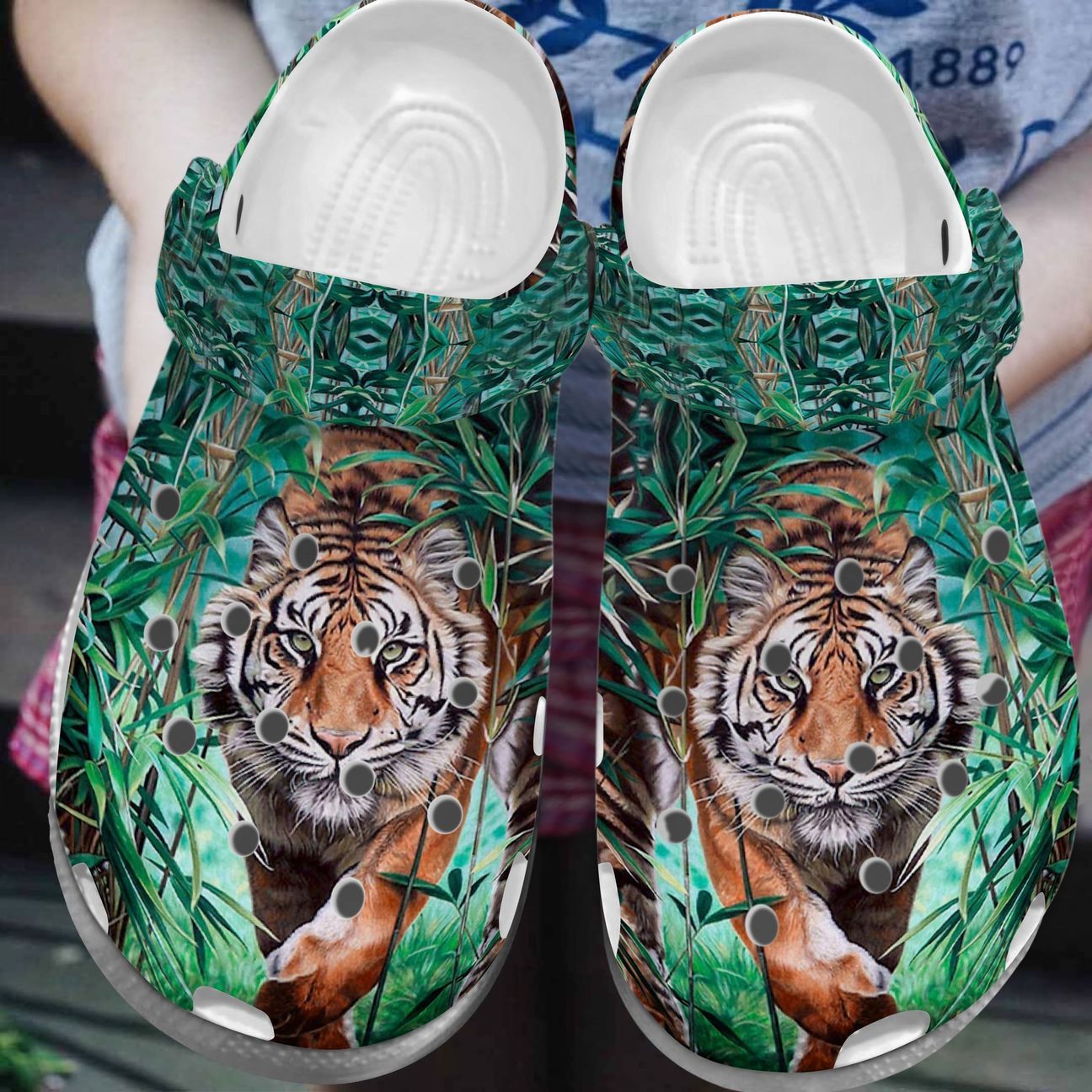 Tiger Personalized Clog, Custom Name, Text, Color, Number Fashion Style For Women, Men, Kid, Print 3D He Loves His Forest