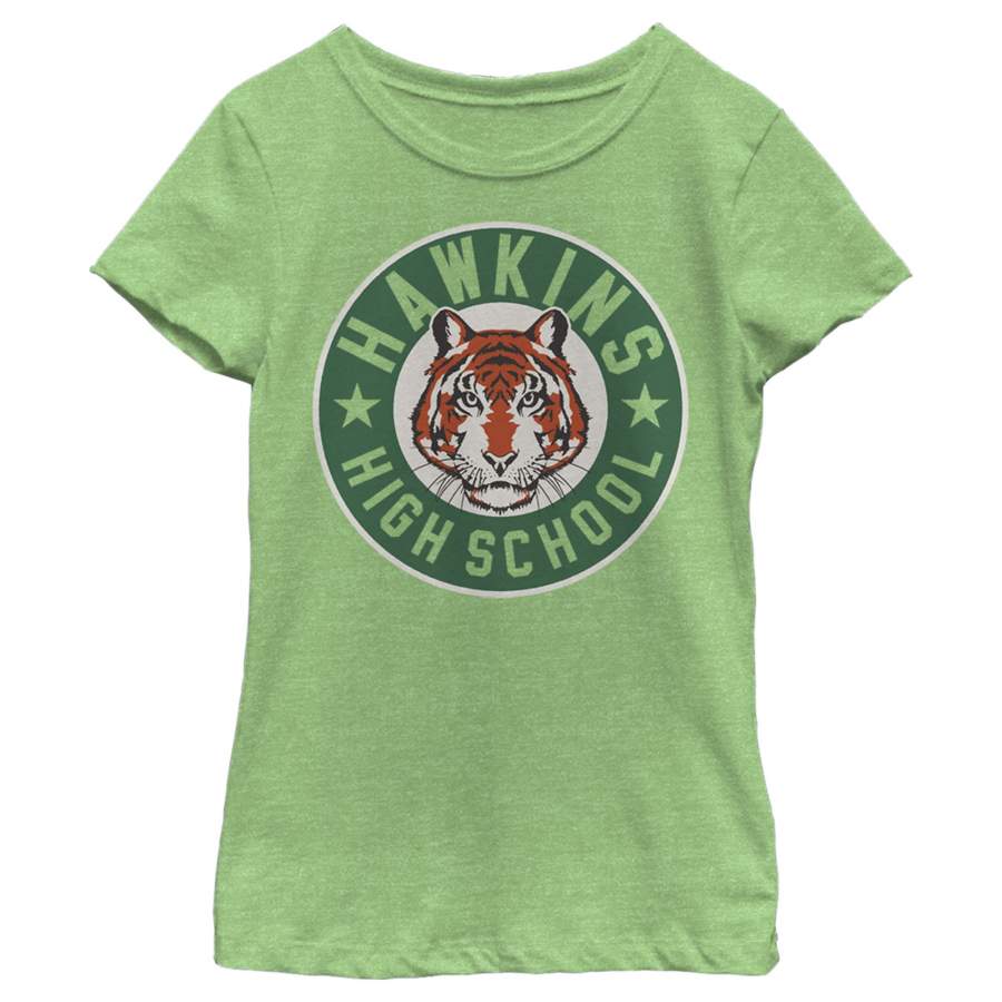 Stranger Things Girl’s Hawkins High School Tiger Mascot  T Shirt