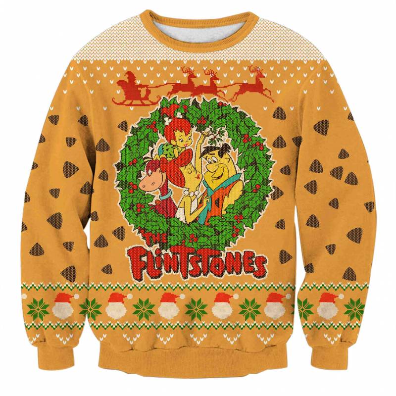 The Flintstones 0411 3D Print Ugly Christmas Sweatshirt