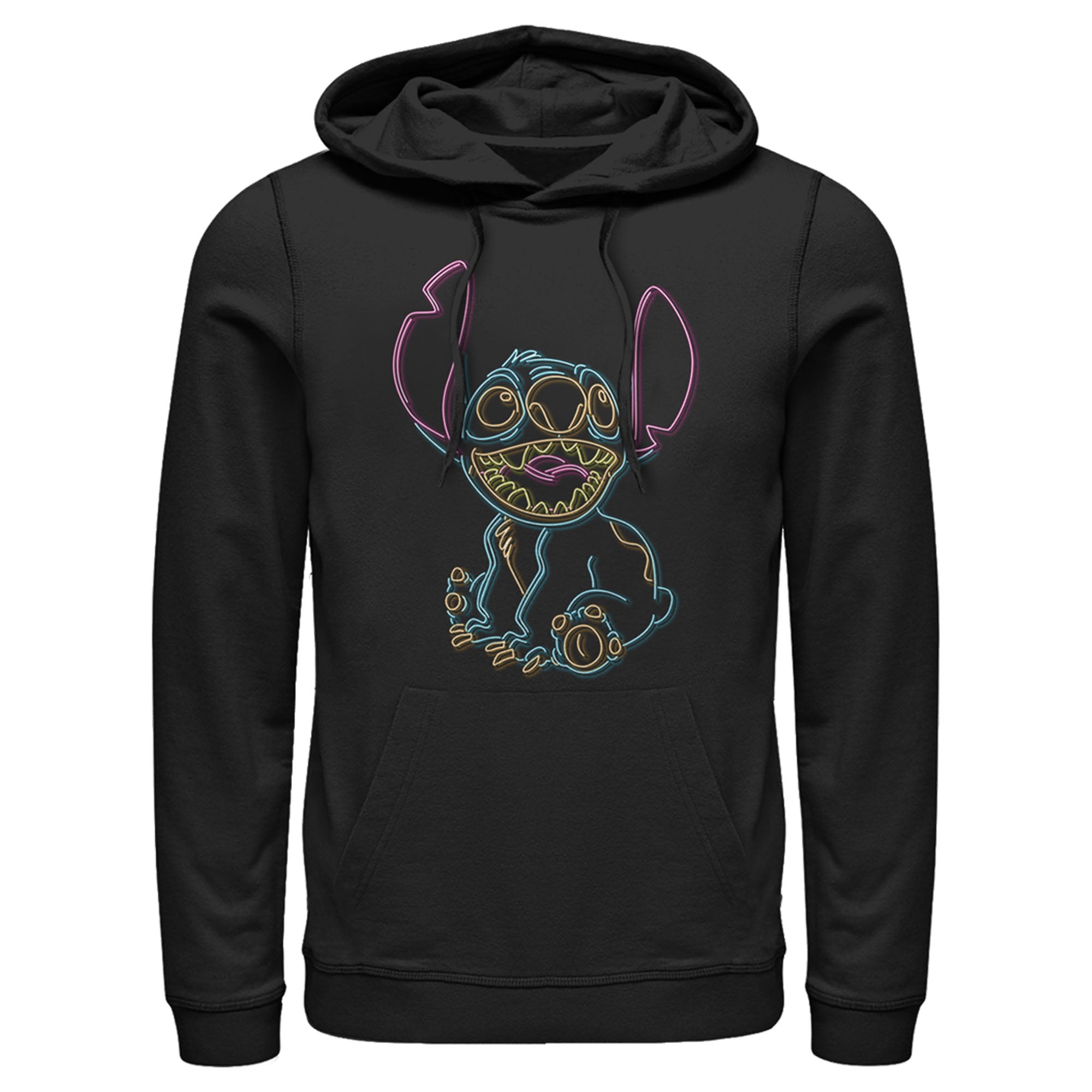 Men’S Lilo & Stitch Bright Neon Outline Pull Over Hoodie