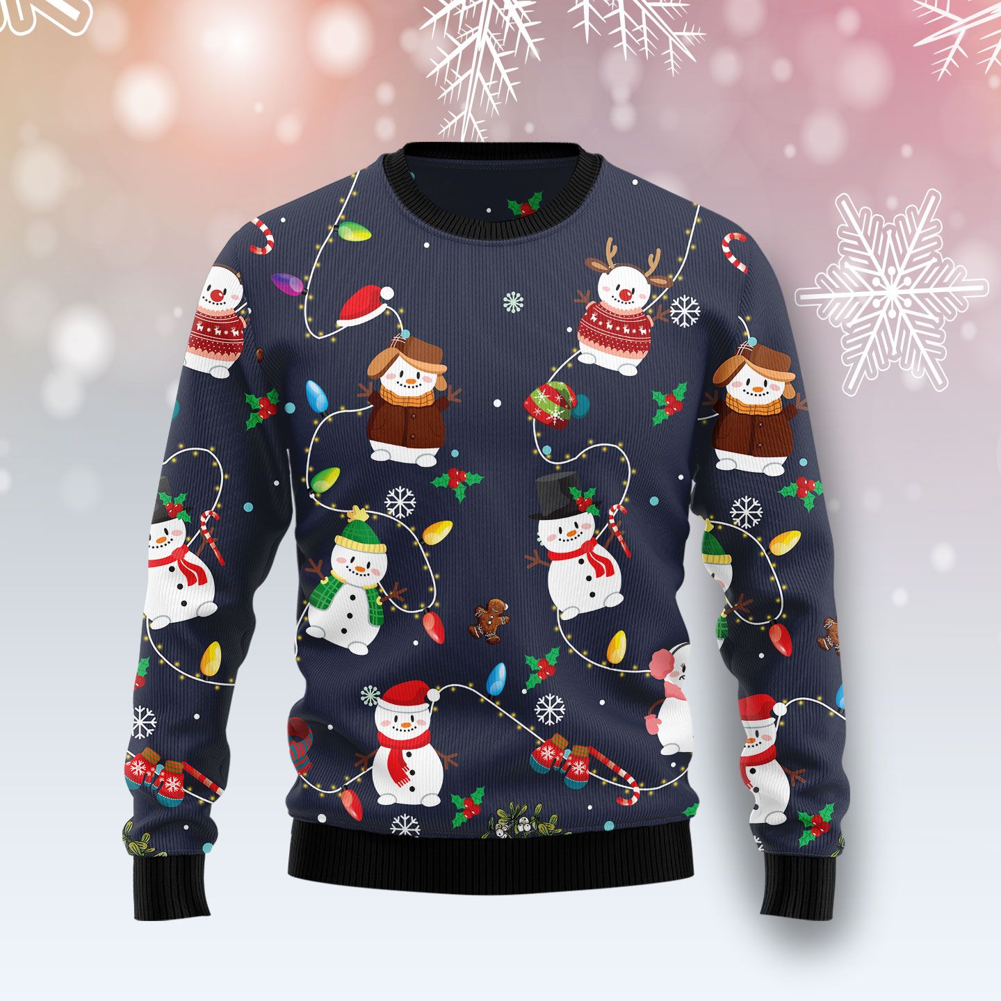 Snowman Christmas Light TY0712 Ugly Christmas Sweater