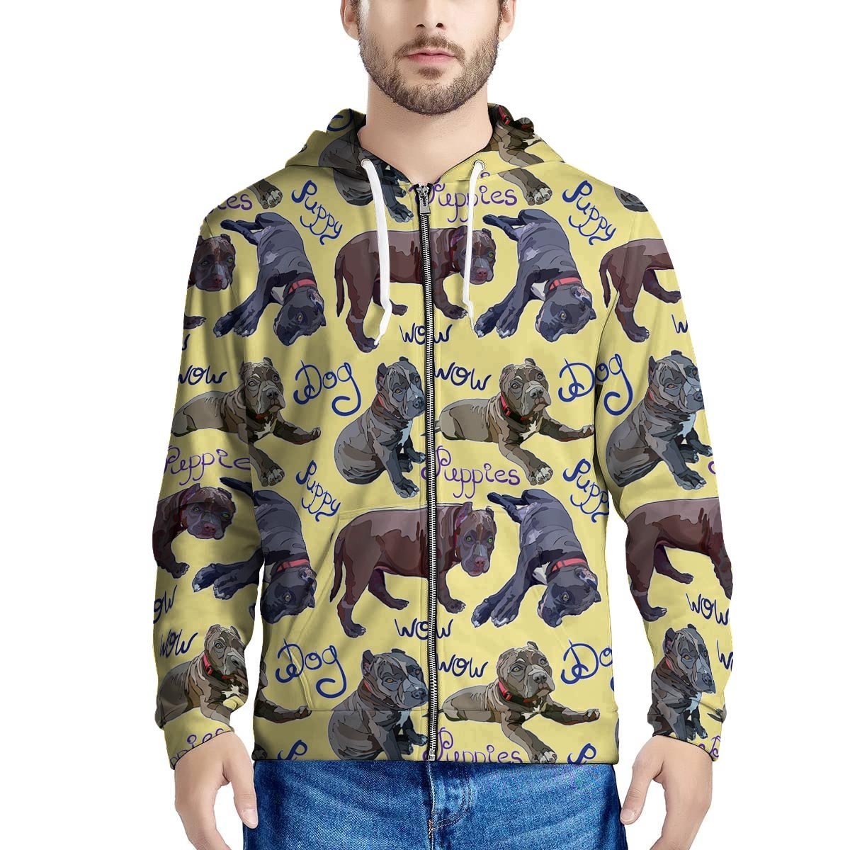 Pitbull Puppy Men’S Zip Up Hoodie