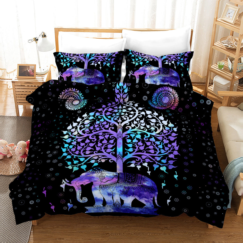 3D Purple Bohemian Elephant Quilt Cover Set Bedding Set Pillowcases 91