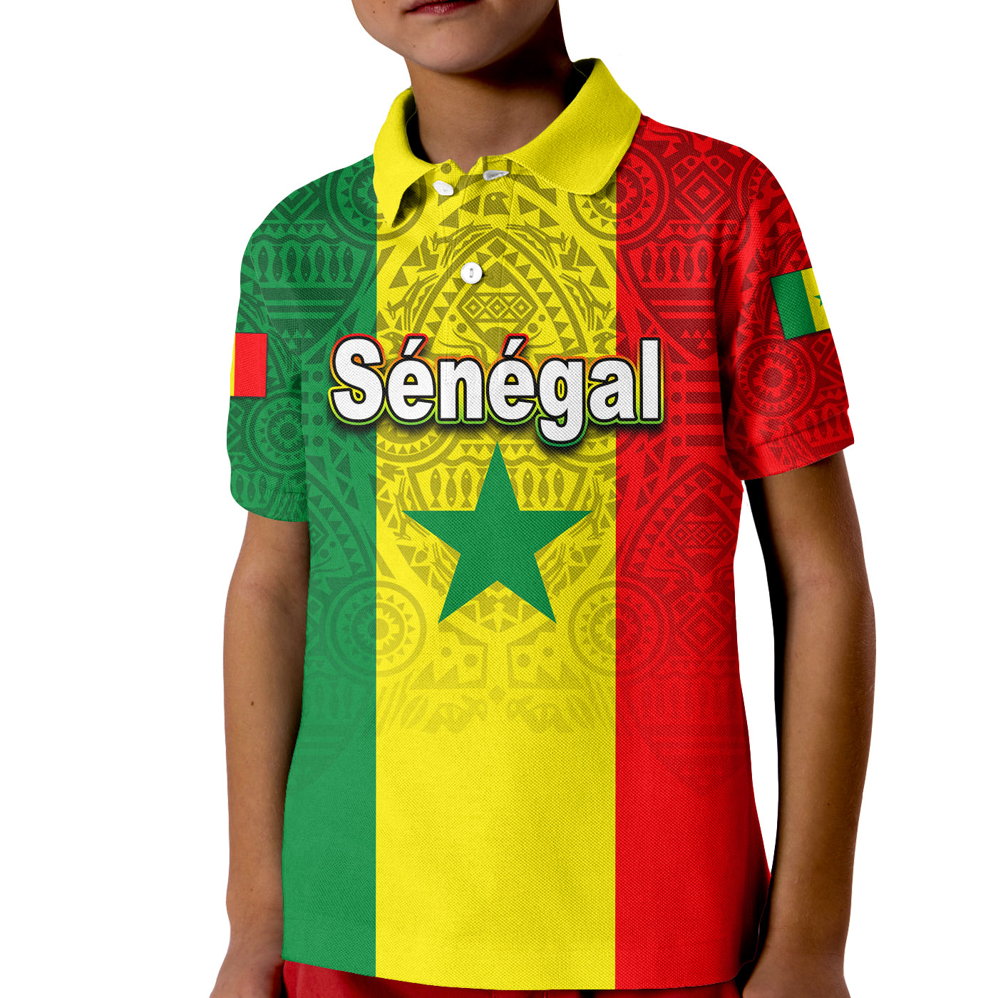 (Custom Personalised)Senegal Polo Shirt Kid African Pattens Lt6