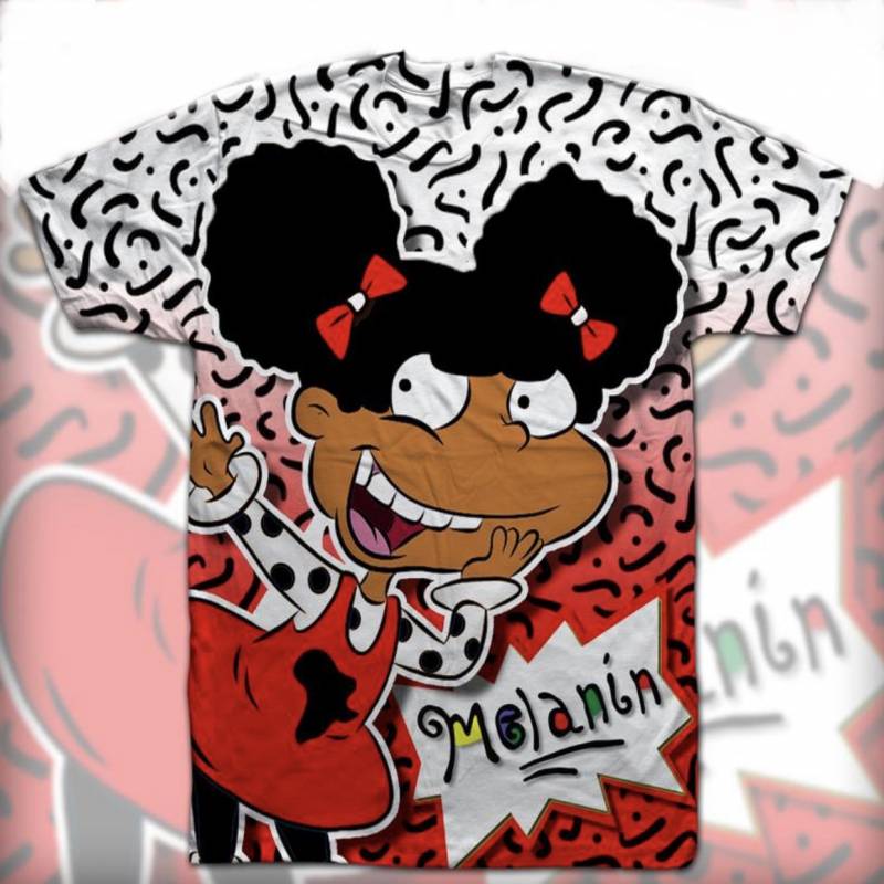 Custom Rugrats Angelica Shirt Jordan 4 Fire Red/Cement or Red, Black, White Shoes, Jordan 5 Fire Red