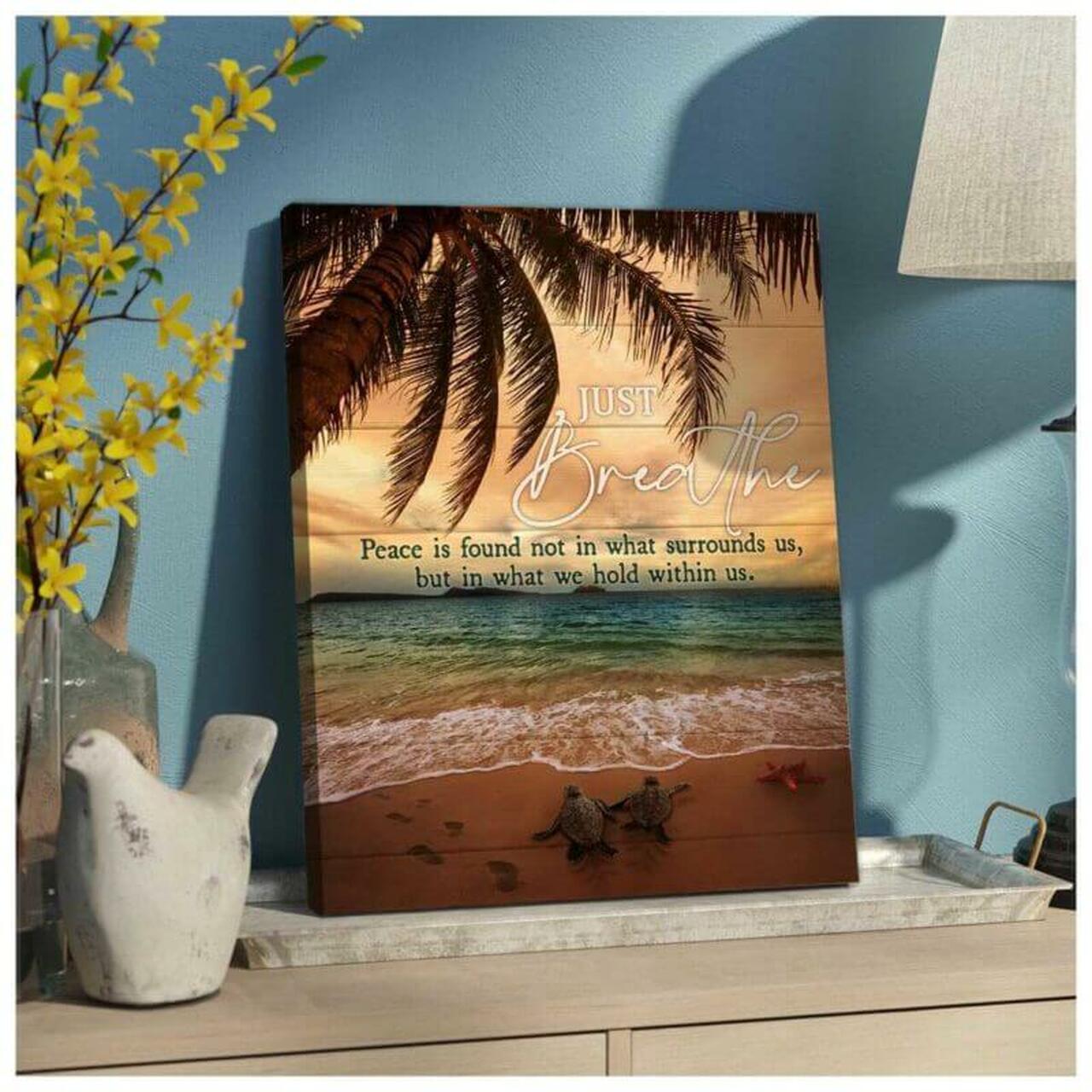 Turtle Canvas Just Breathe Wall Art Decor