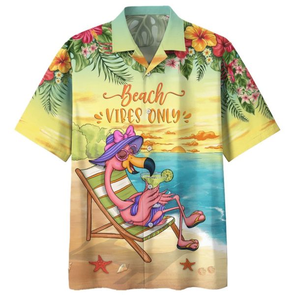 Flamingo Beach Vibes Only Print Hawaii Shirt For Men Women Ha111690