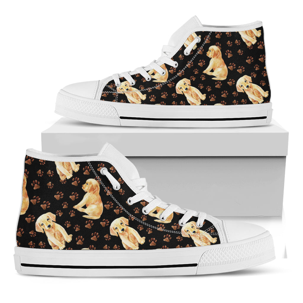 Labrador Retriever Puppy Pattern Print White High Top Shoes