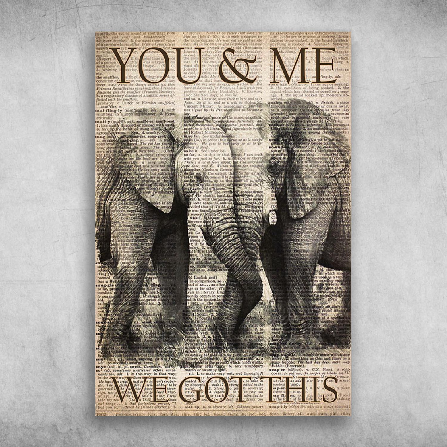 You & Me We Got This Couple Elephant Poster Print Wall Art Canvas Wall Decor