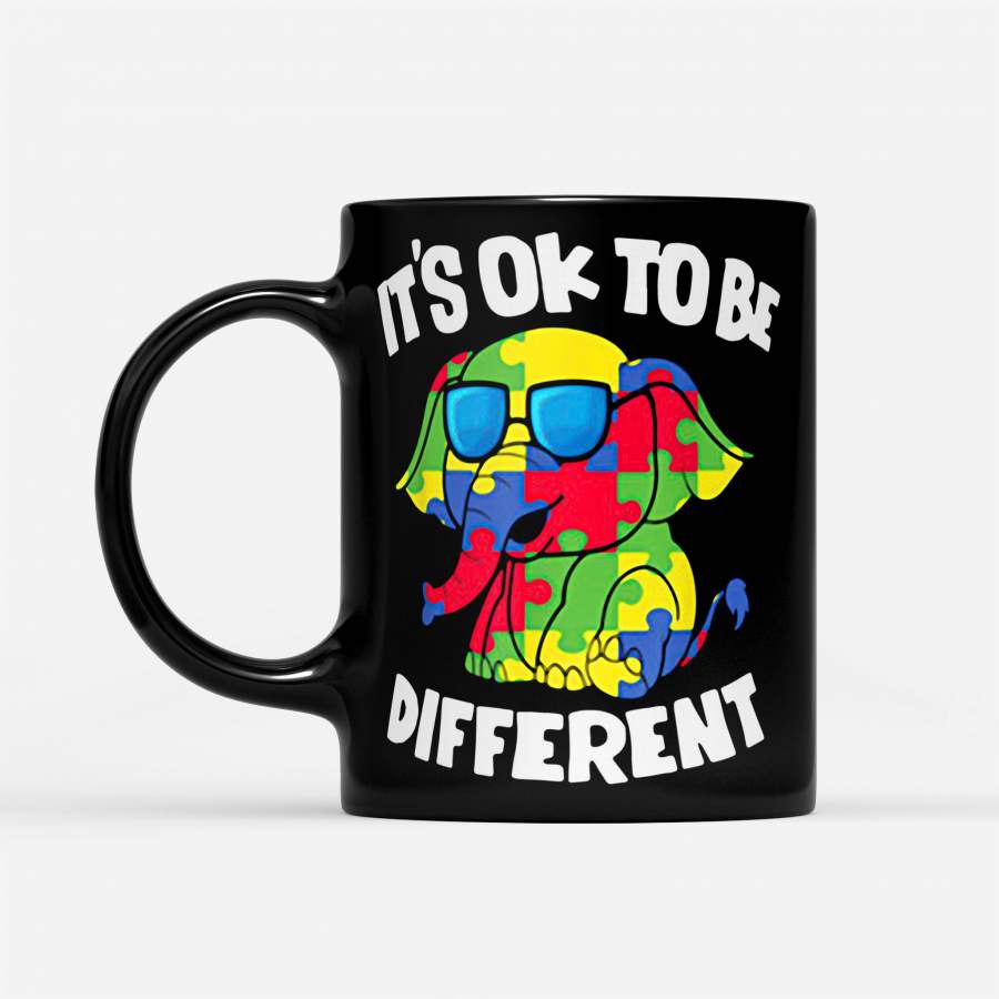 It’S Ok To Be Different Autism Awareness Elephant – Black Mug