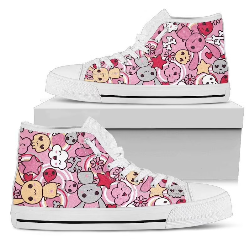 The Original Kawaii Pastel Goth Bunny Sneaker Light High, Cute Shoes, Kawaii Grunge, Halloween Shoes