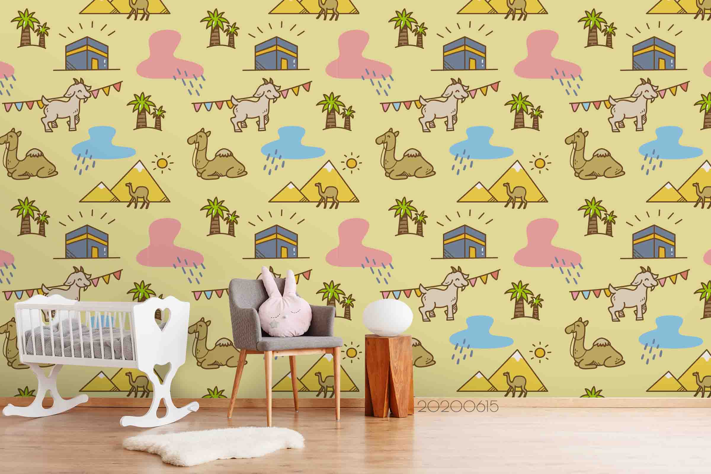 3D Cartoon Animal  Yellow Wall Mural Wallpaper Lxl 57