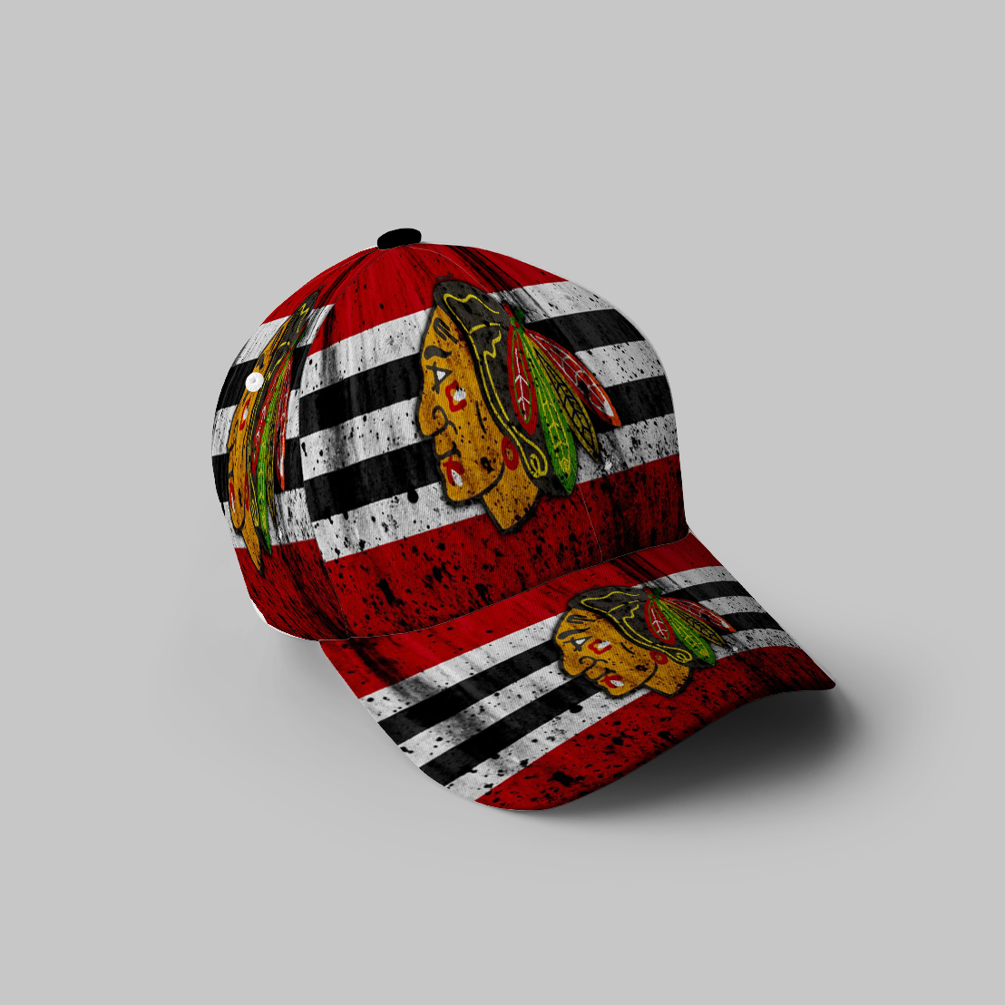 Chicago Blackhawks Emblem Texture Grunge 3D Printing Baseball Cap Classic Hat