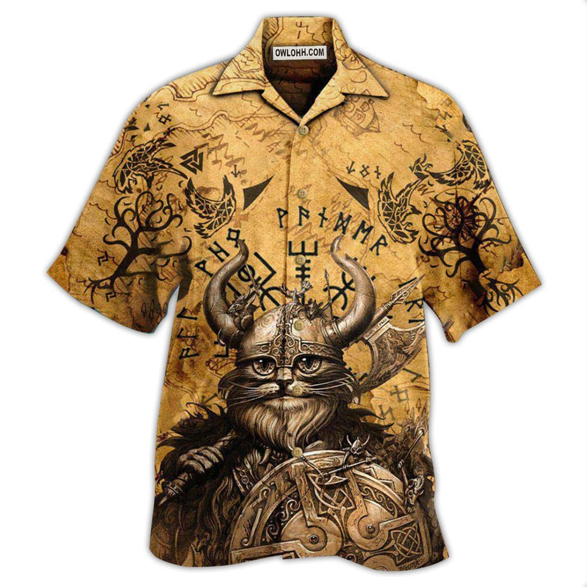 Viking Good Meows Go To Heaven Bad Meows Go To Valhalla – Hawaiian Shirt  – Owl Ohh