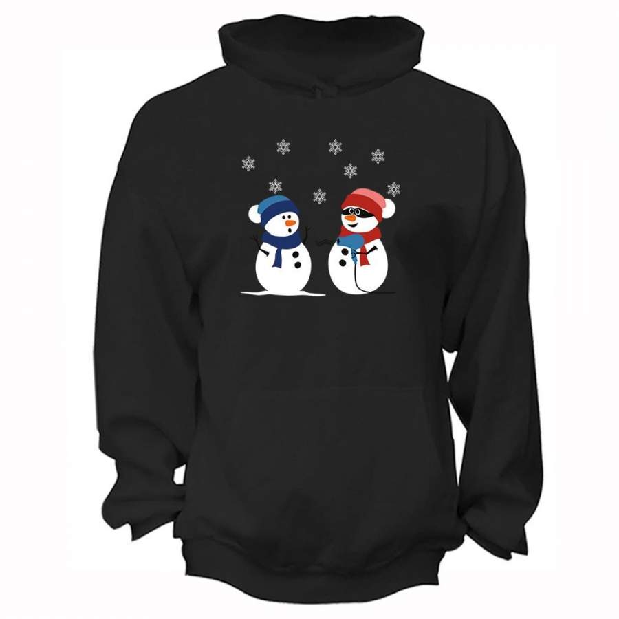 XtraFly Apparel Men’s 2 Snowman Stick Up Robber Ugly Christmas Hooded-Sweatshirt Pullover Hoodie