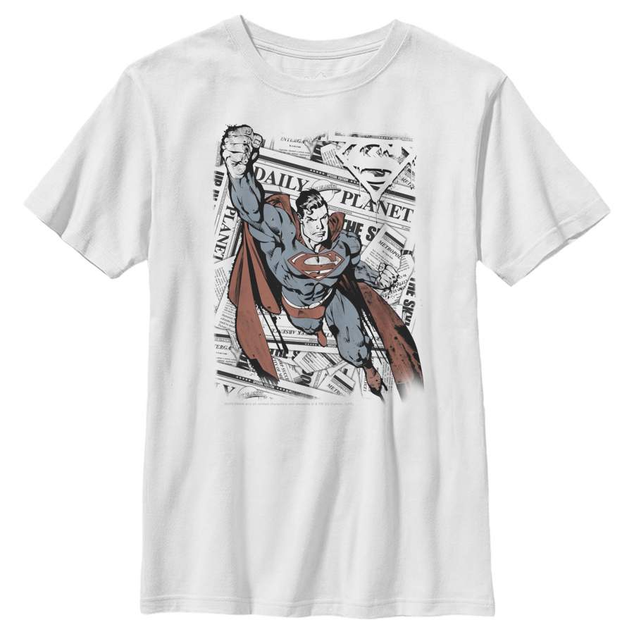 Superman Boy’s Daily Planet Newspaper  T Shirt