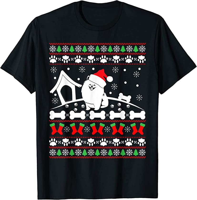 Ugly Christmas Sweater – Pomeranian Dog T-Shirt