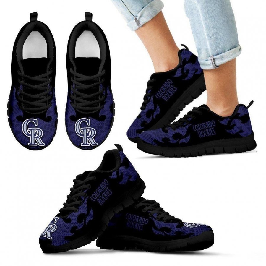 Tribal Flames Pattern Colorado Rockies Sneakers #954