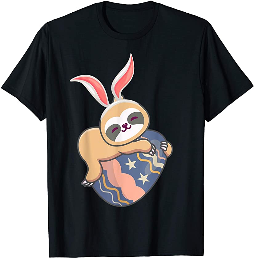 Cute Sloth Bunny Ears Easter Egg Cute Egg Hunt Champion T-Shirt