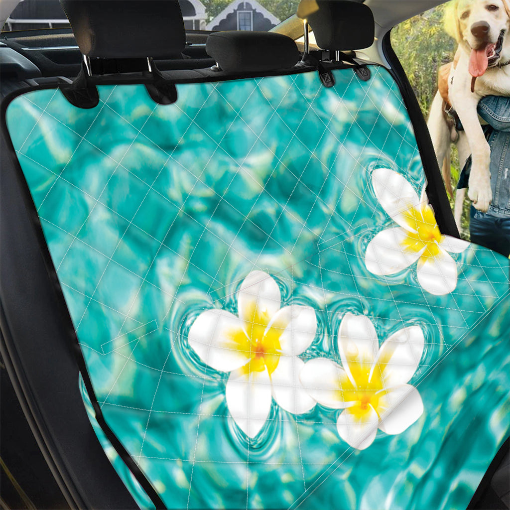 White And Yellow Plumeria In Water Print Pet Car Back Seat Cover