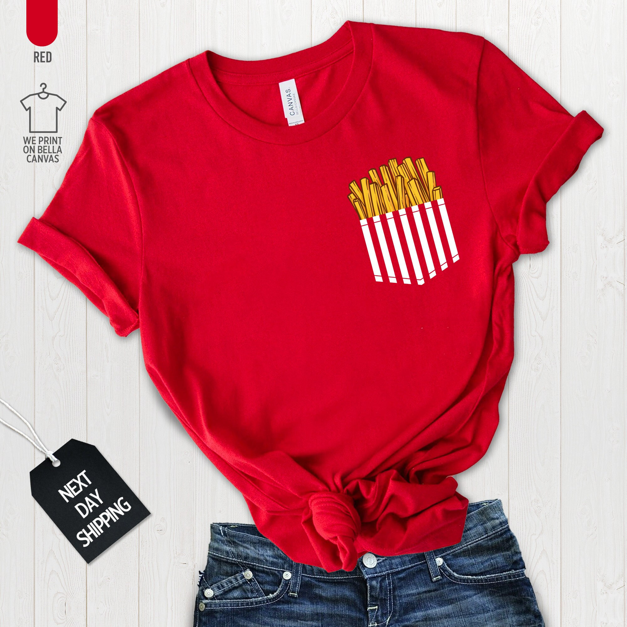 Potato Chips Shirt, French Fries Shirt, Foodie TShirt, Funny Pocket Print Shirt, Food Lover T Shirt, Fast Food T-Shirt, A1013