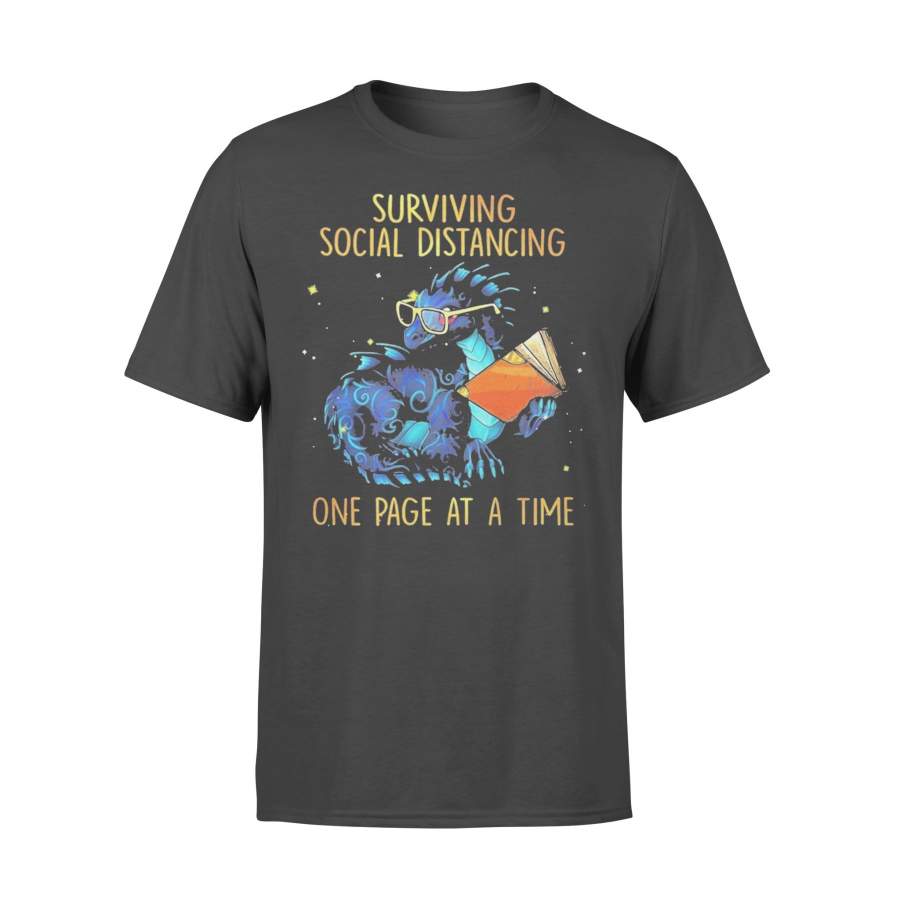 Surviving Social Distancing One Page At A Time Dragon T-shirt