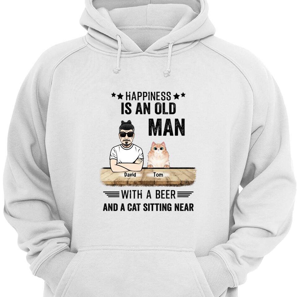 Happiness Is An Old Man With A Beer Customized Hoodie – Trending Personalized