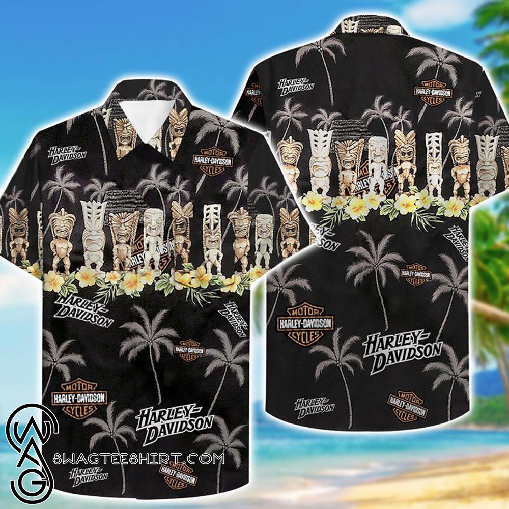 Beach Shirt Harley-Davidson Motorcycles Tropical Pattern Hawaiian Shirt – Hot Item