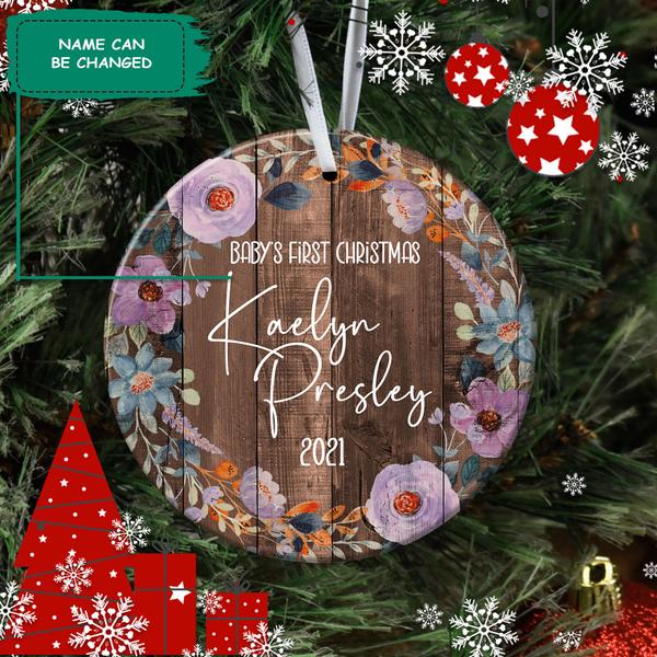 Baby First Christmas Ornament – New Baby Gift Ceramic Ornament – Personalized Decorative Christmas Ornament